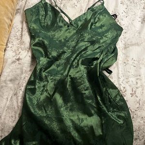 Silk green mini dress